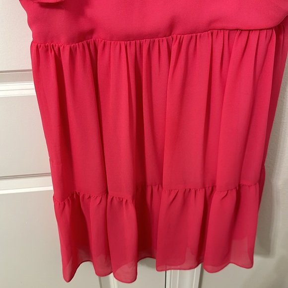 Sam Edelman hot pink button back ruffle above the knee dress - Picture 2 of 5